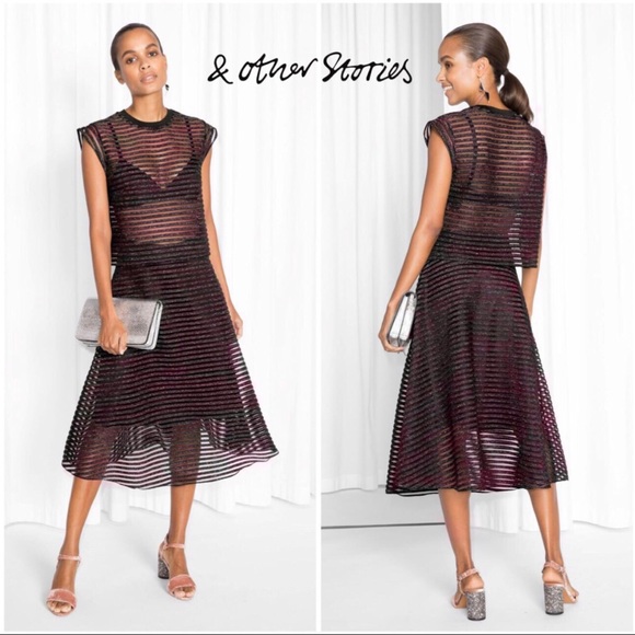 & Other Stories Dresses & Skirts - & other stories Sparkle Striped A-Line Midi Skirt